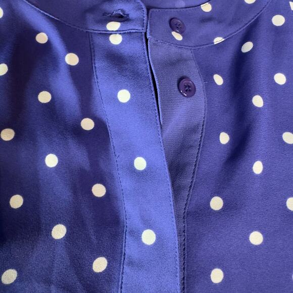 Anne Klein Women's Polka Dot Chiffon Button-Up Blouse Purple Size M - Picture 5 of 13